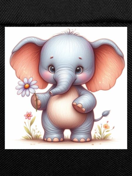 Baby elephant with a flower