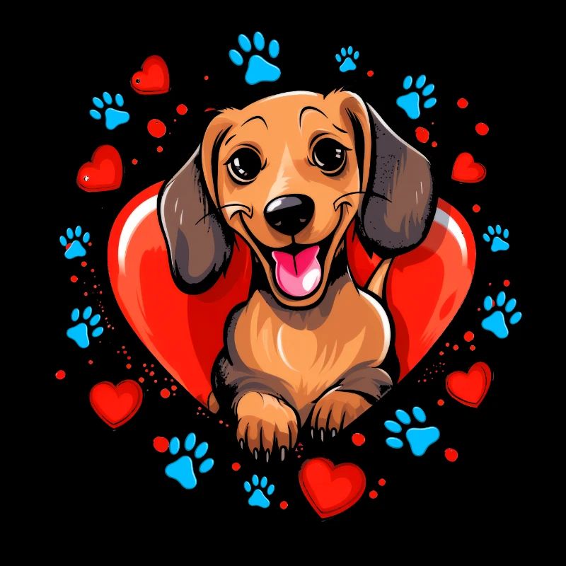 Conception de coeur de chien teckel joyeux