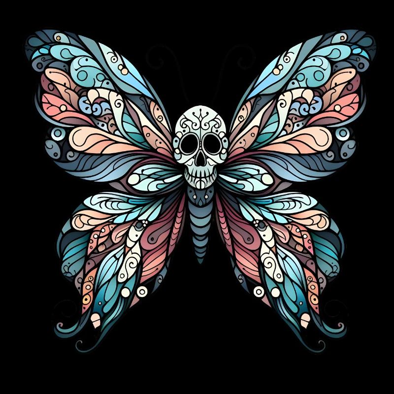 Gloomy butterfly with skull