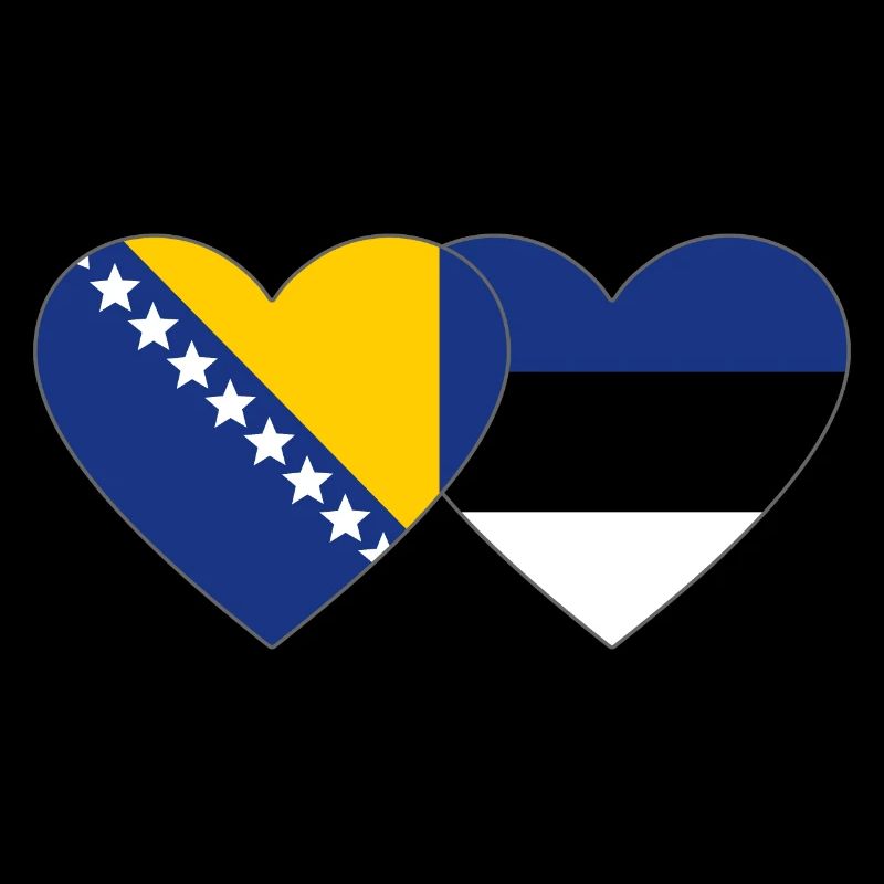 Bosnie Estonie Drapeau Coeur