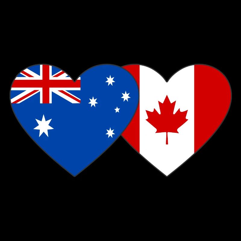 Australie Canada drapeau coeur