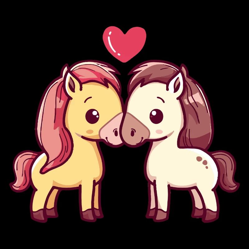 Pferd Comic Tier Paar Liebe