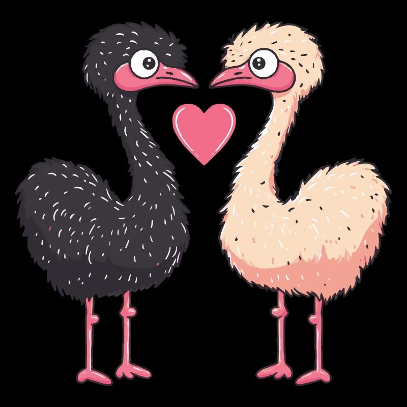 Ostrich Comic Couple Love