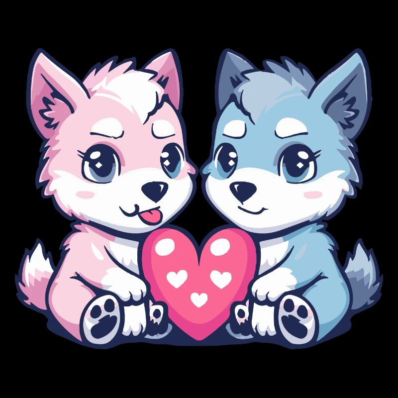 Wolf Comic Paar Liebe