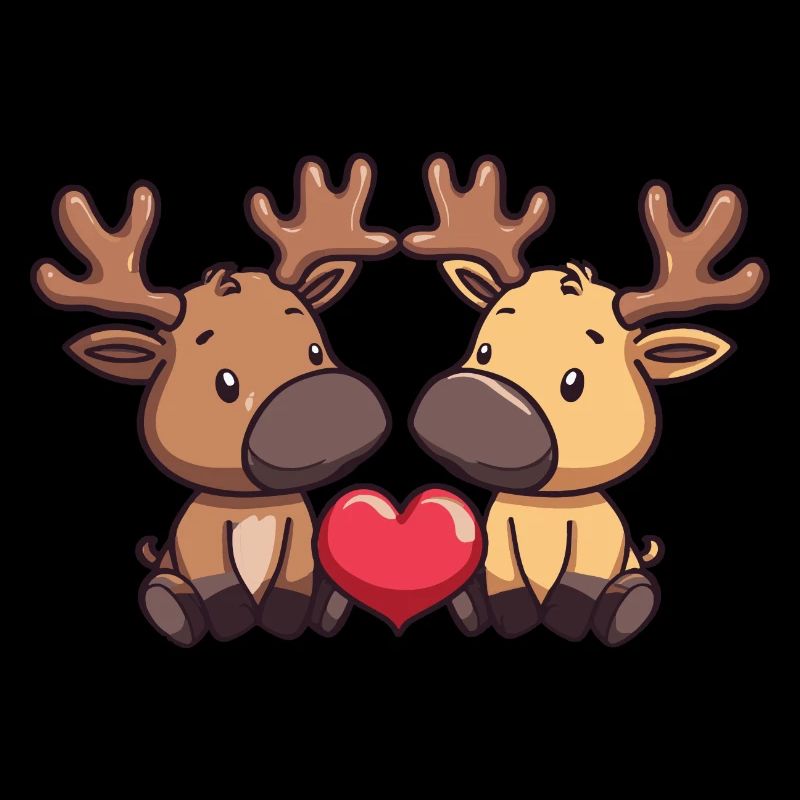 Elch Comic Paar Liebe