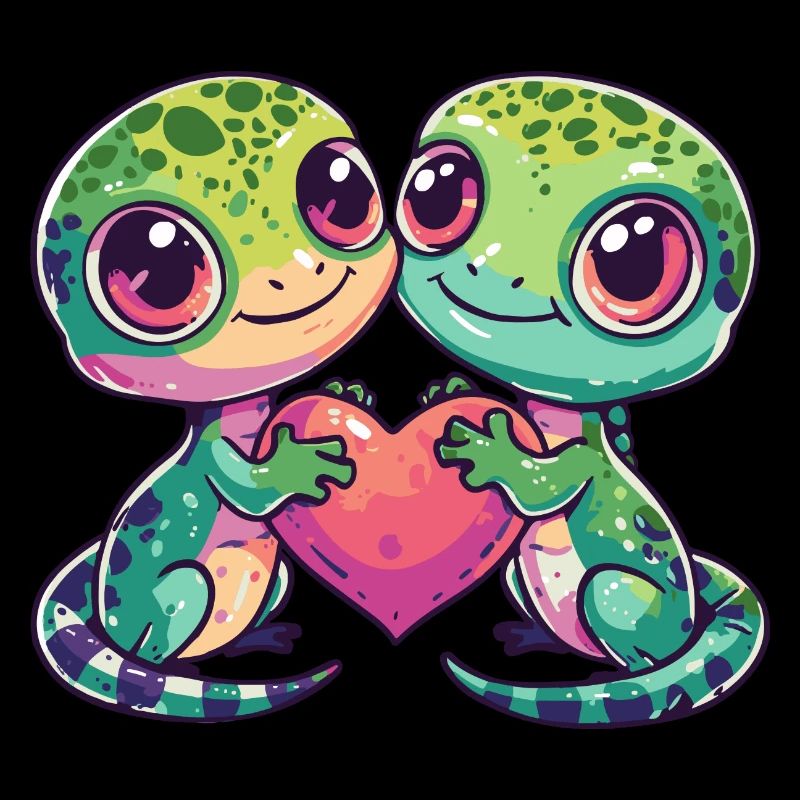 Echse Paar Verliebt Gecko Eidechse Valentinstag