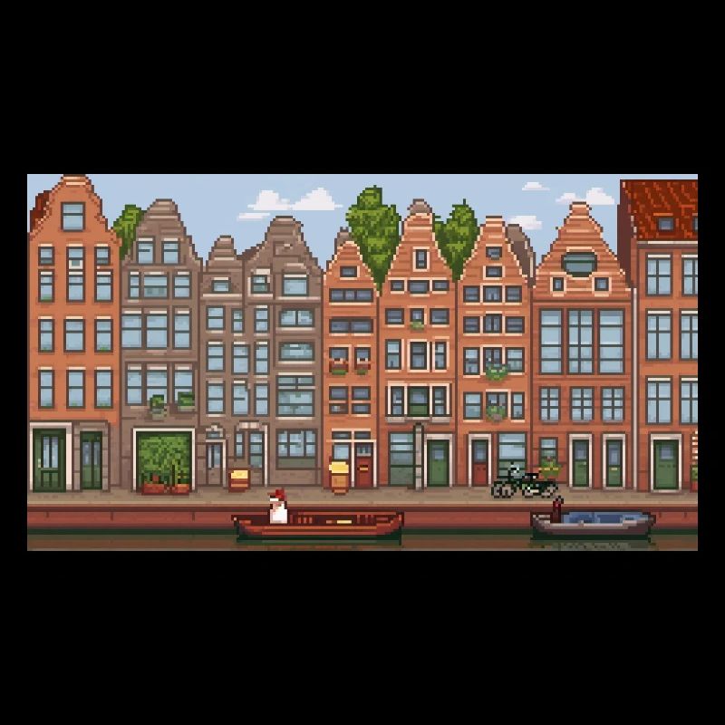 Stadtzentrum Amsterdam - Pixel Art