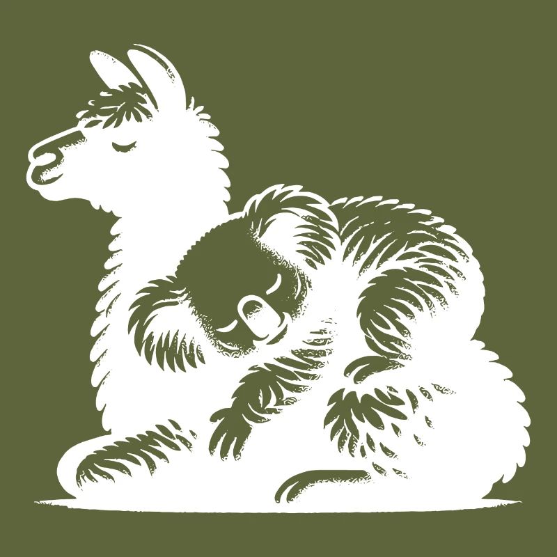 Cute koala on a sleeping llama