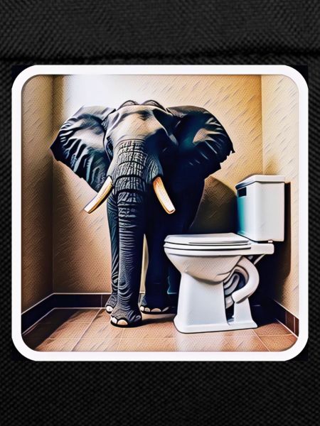 Elephant standing in the toilet