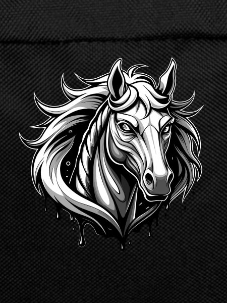 horse black and withe