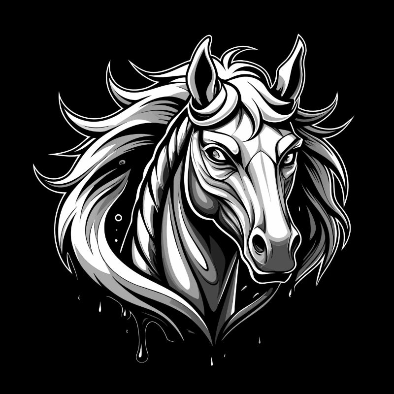 horse black and withe