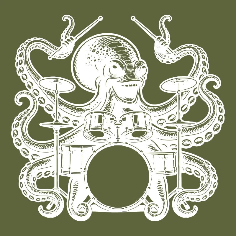 Charming octopus on drums
