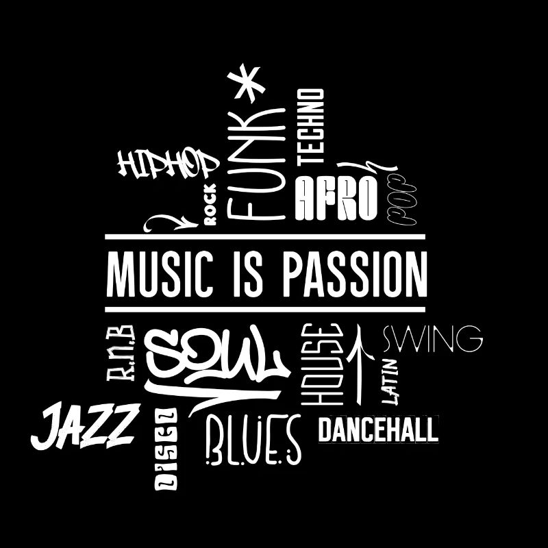 Music is passion - Wordcloud (white)