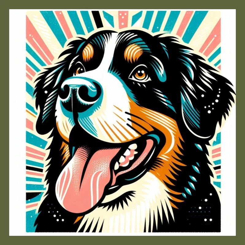 Bernese Dog Risography Vector Style