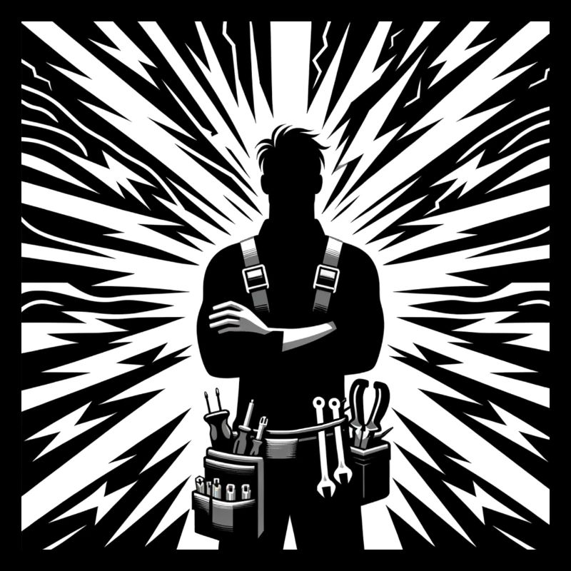 Elektriker Superhelden Silhouette mit Blitz