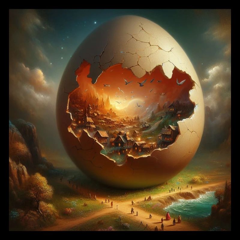Egg with a city inside