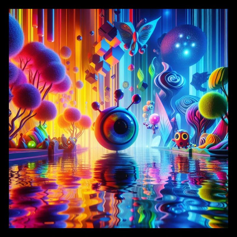 Surreal Dreamscape: Neon Waters