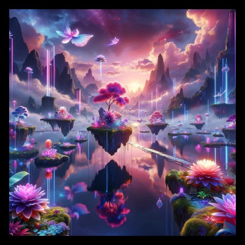 Surreal Dreamscape: Neon Waters