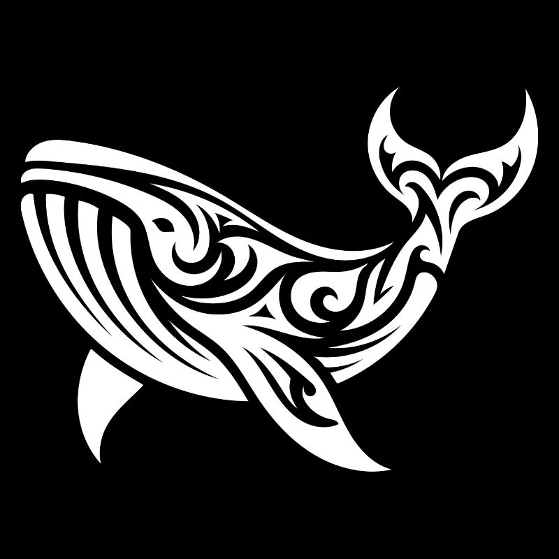 Tribal Tattoo Style Whale Floating Sea Creature