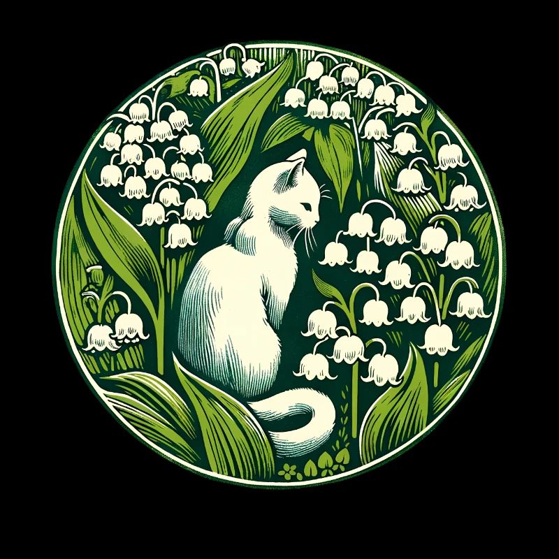 Chat chat blanc du muguet