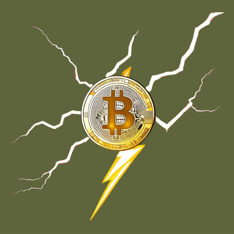 Bitcoin-Logo mit Blitzen