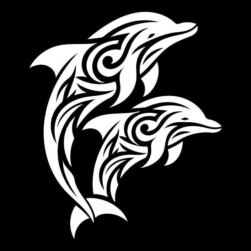 Jumping Tribal Tattoo Dolphins