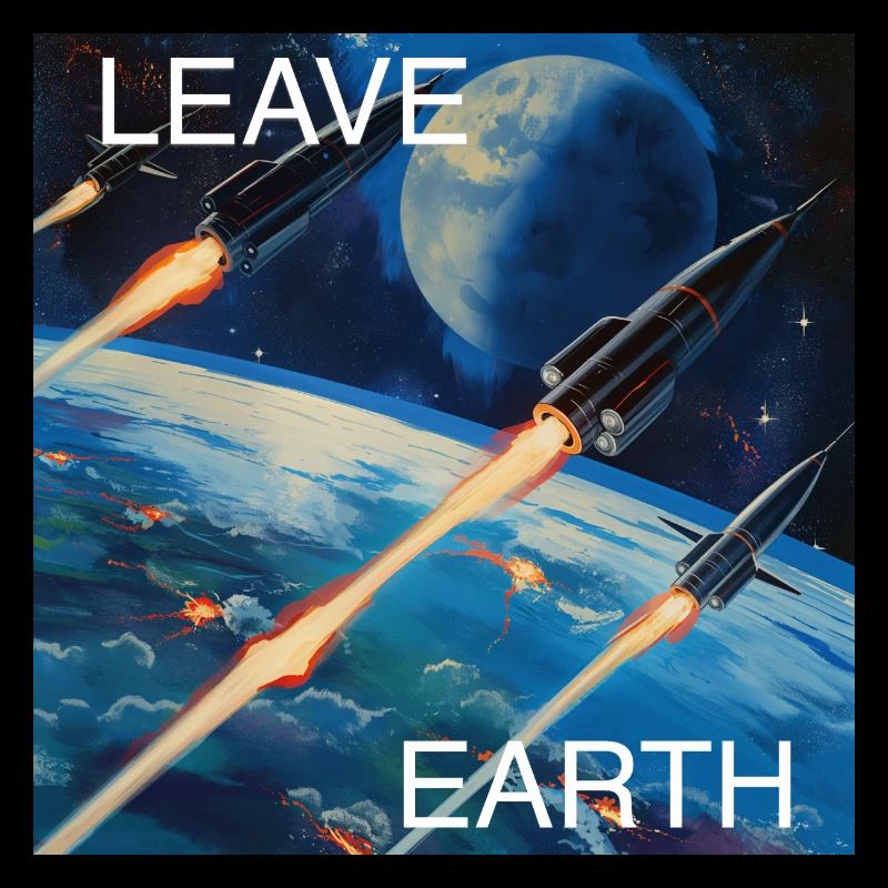 Affiche de Style rétro voyage dans l’espace « Quitter la Terre »