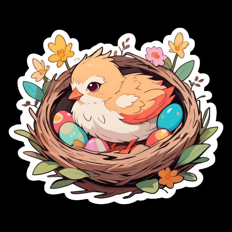 Easter basket with chicks