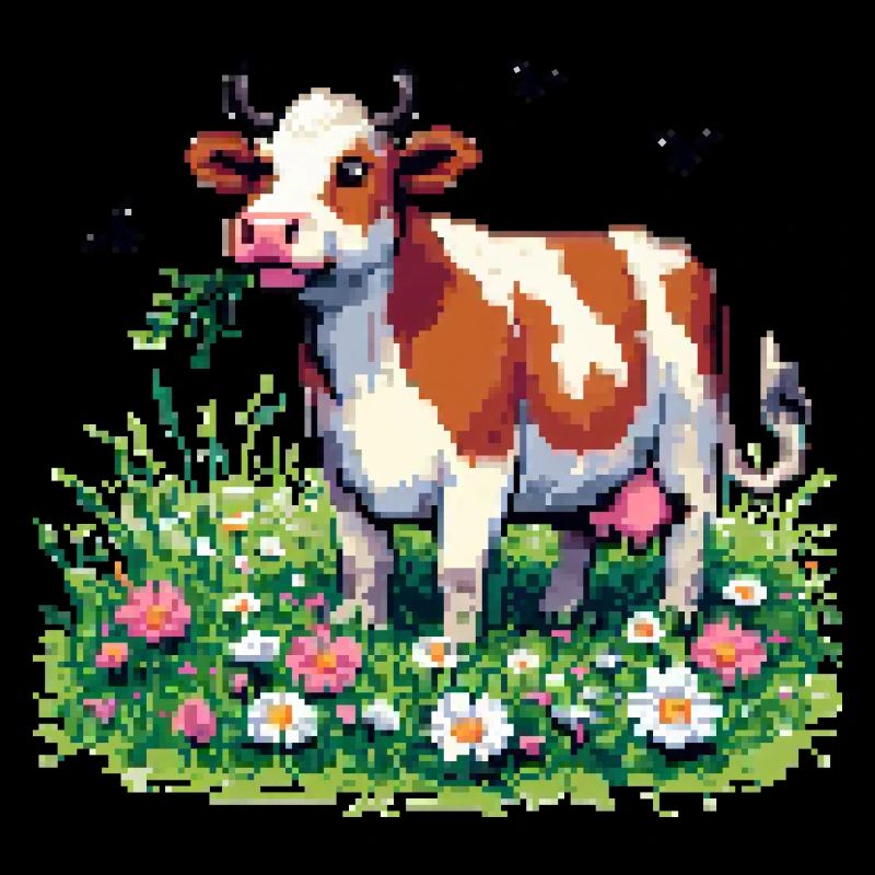 PixelArt Vache heureuse