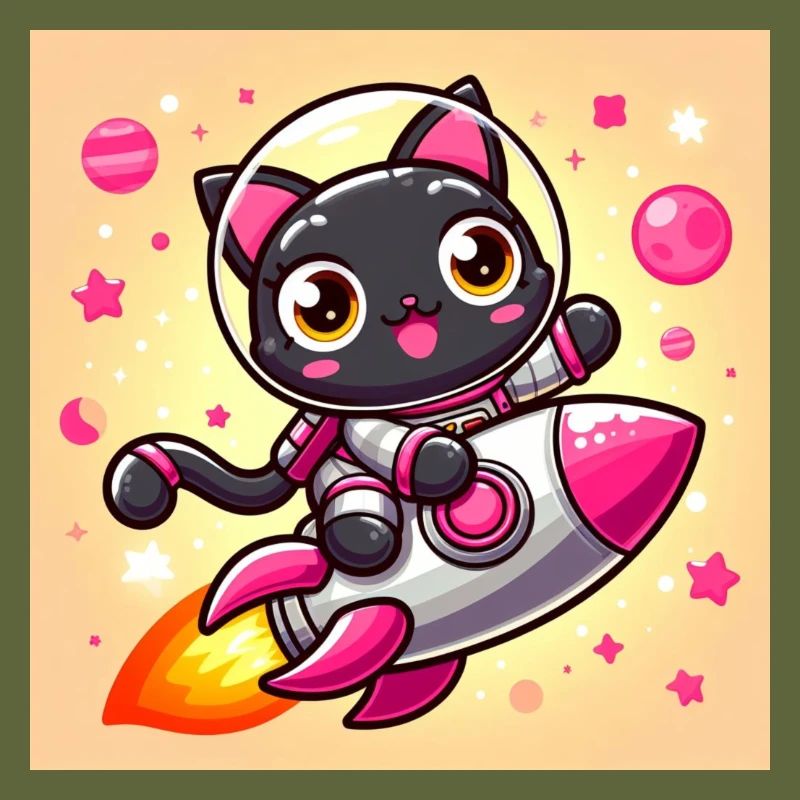 Space Kitty sur une fusée dans l’espace