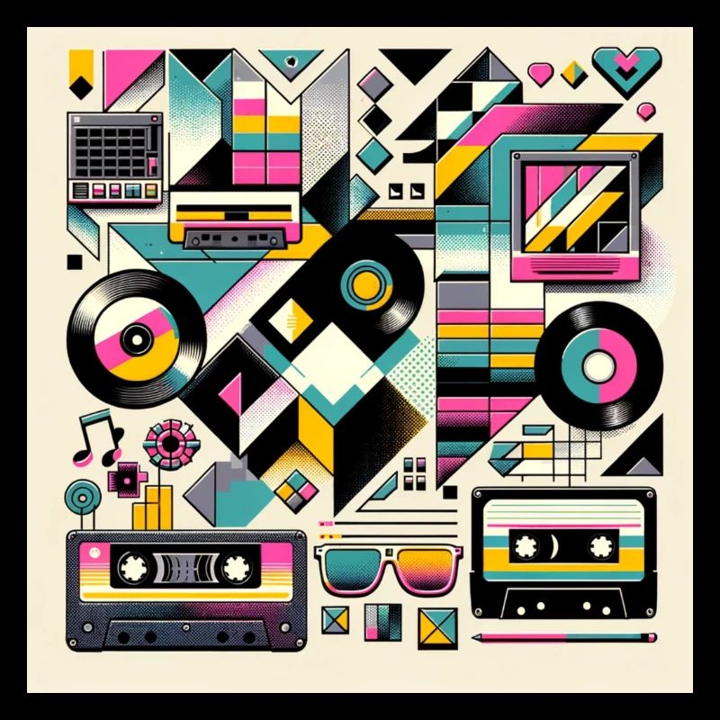 Bold geometric shapes 80s/90s vinyl