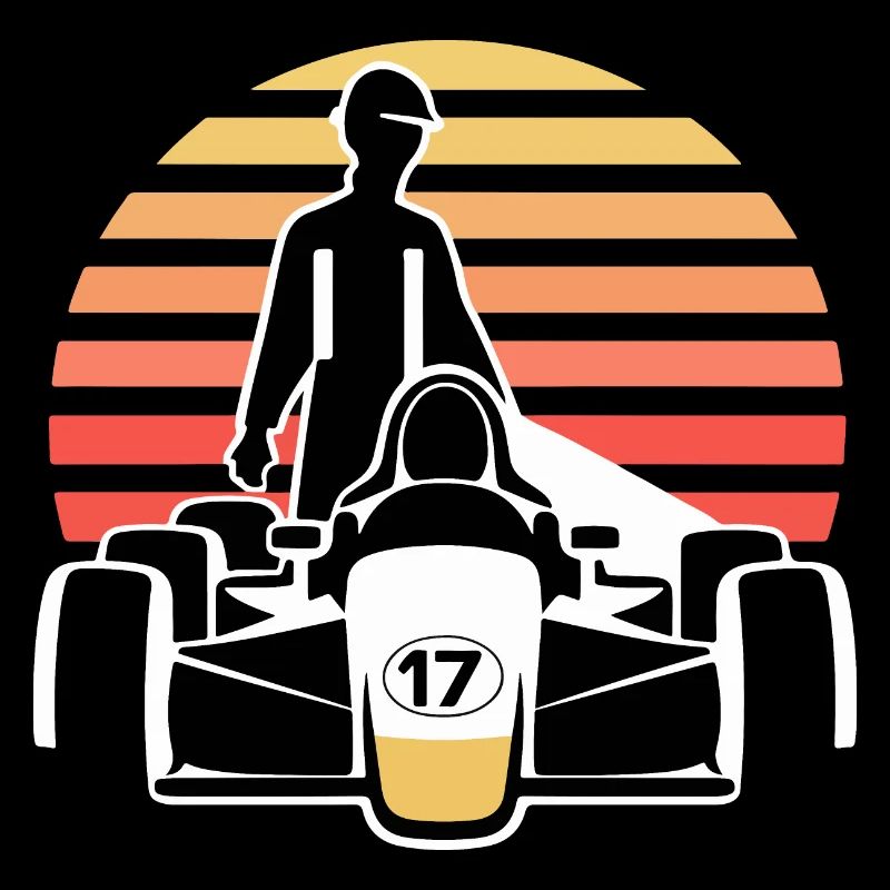 Retro Vintage Formula Racing Lovers Silhouette