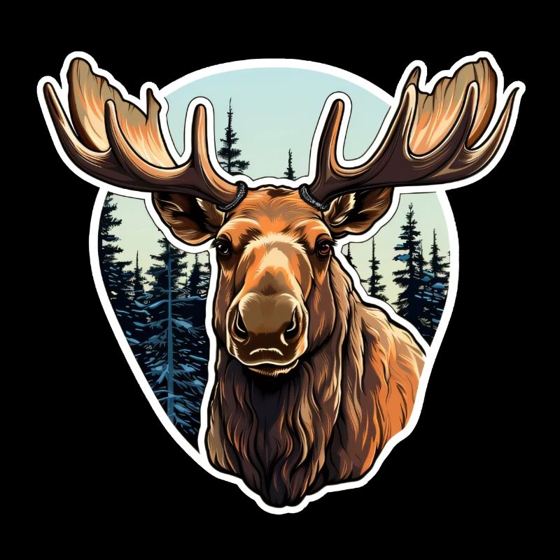 Moose in front of a forest