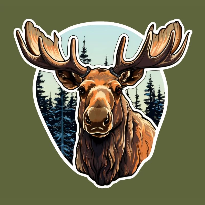 Moose in front of a forest