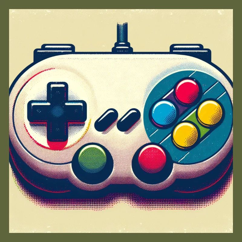 Retro Gamepad in Risograph