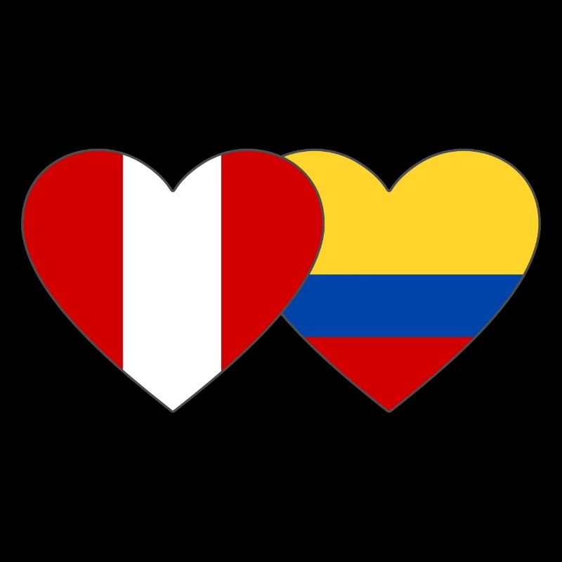 Pérou Colombie Drapeau Coeur