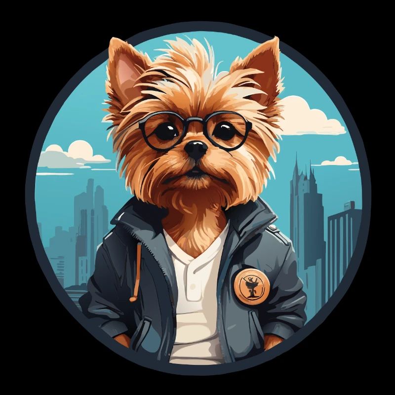 Yorkshire Yorkshire Terrier cool avec lunettes de soleil