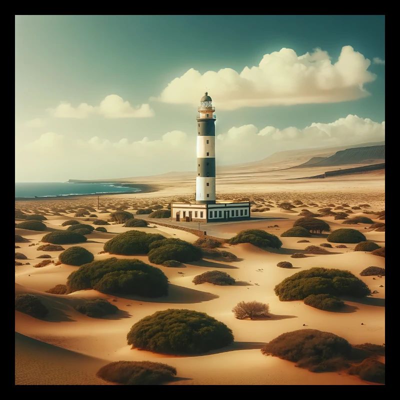 Gato Loco Lighthouse El Cotillo Illustration Beach