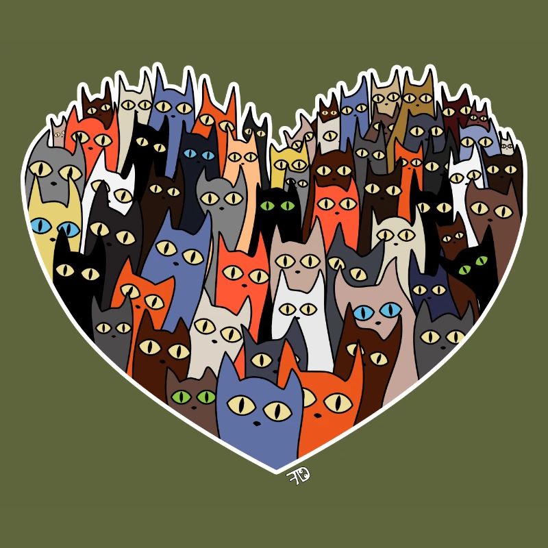 Conception de cœur avec des chats mignons