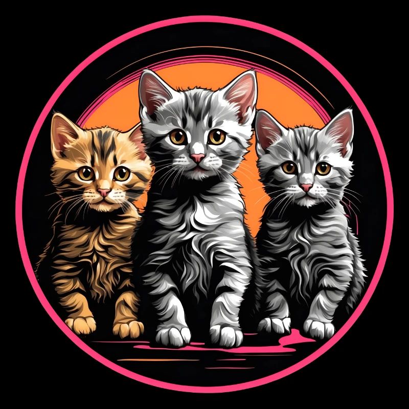 Trois chatons mignons dans un cadre rond
