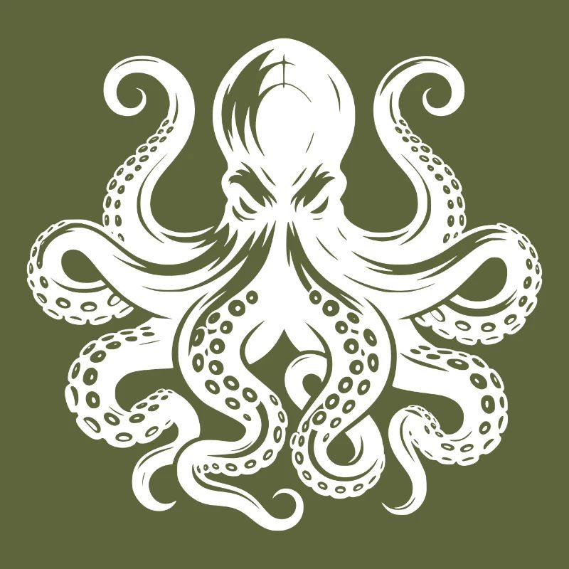 Grim octopus with tentacles and suction cups