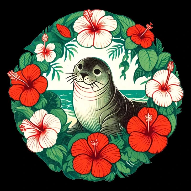 Retro Hawaiian Monk Seal