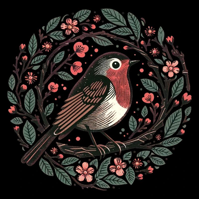 Merle en fleurs de cerisier