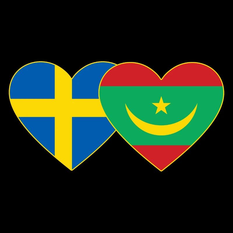 Sweden Mauritania Flag Heart