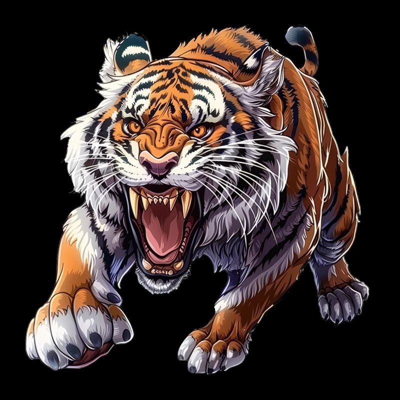 Fier tigre en mode attaque