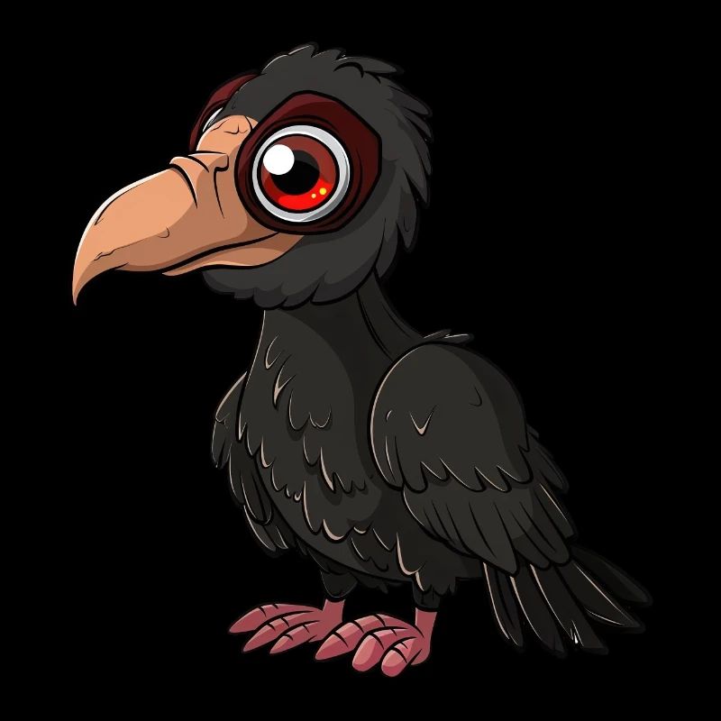 Vulture graphic with red eyes