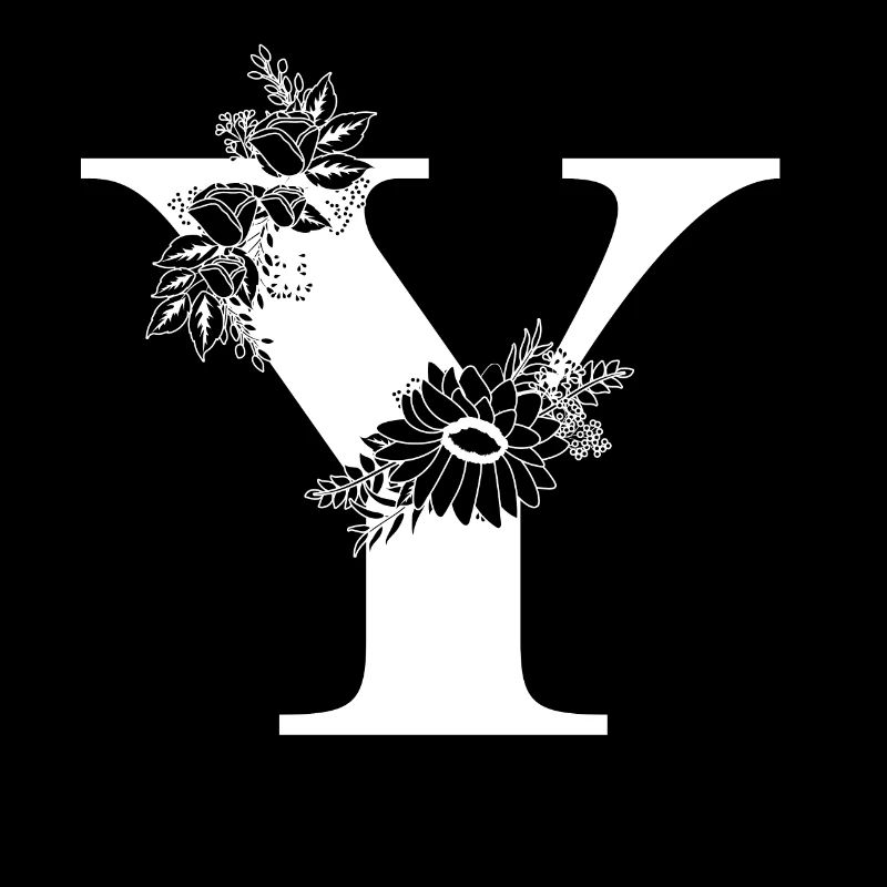 Schwarz-weißer Blumenbuchstabe y