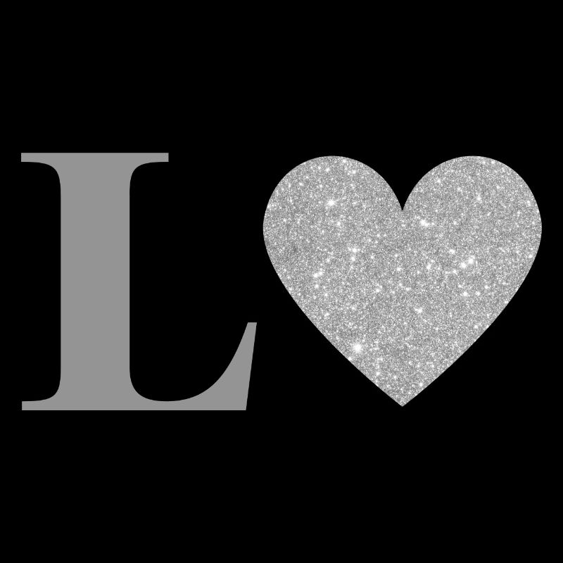 Letter l silver heart