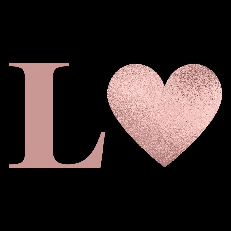 Letter l heart rose gold