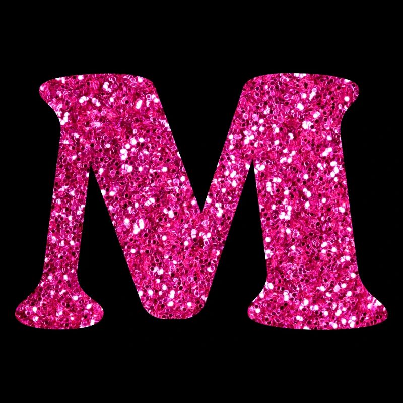 Letter M Pink Glitter